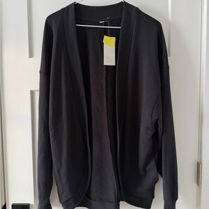 NWT Open Cowl Cardigan Sweatshirt Wrap (Black | S - M)